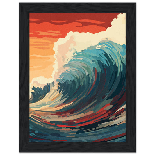 Sunset Wave Premium Matte Paper Wooden Framed Poster