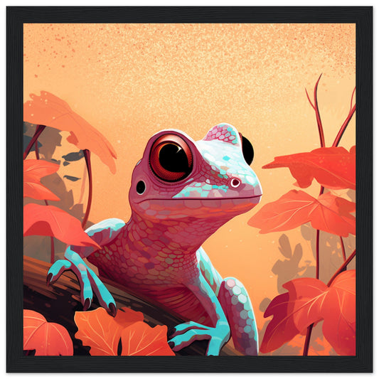 Cheeky Gecko - Semi-Glossy Paper Wooden Framed Poster