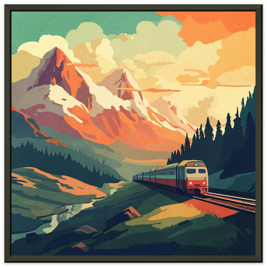 Mountain Train - Premium Matte Paper Metal Framed Poster