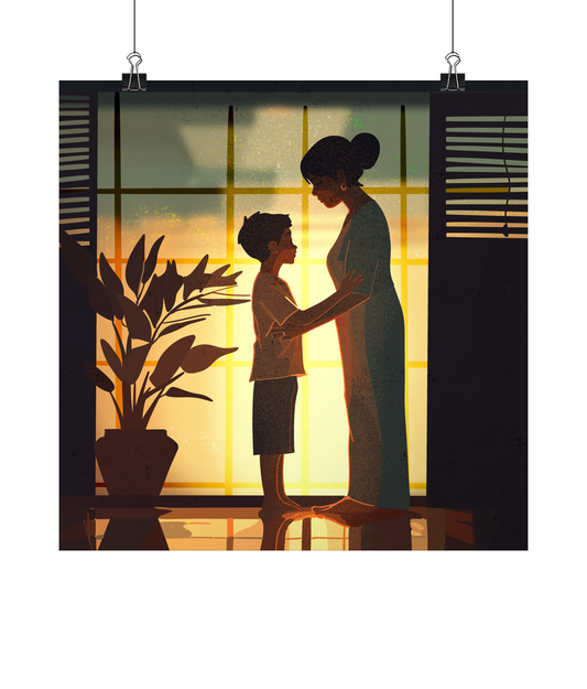 Mother and Son Square Lustre Fine Art PrintSon Square Lustre Fine Art Print