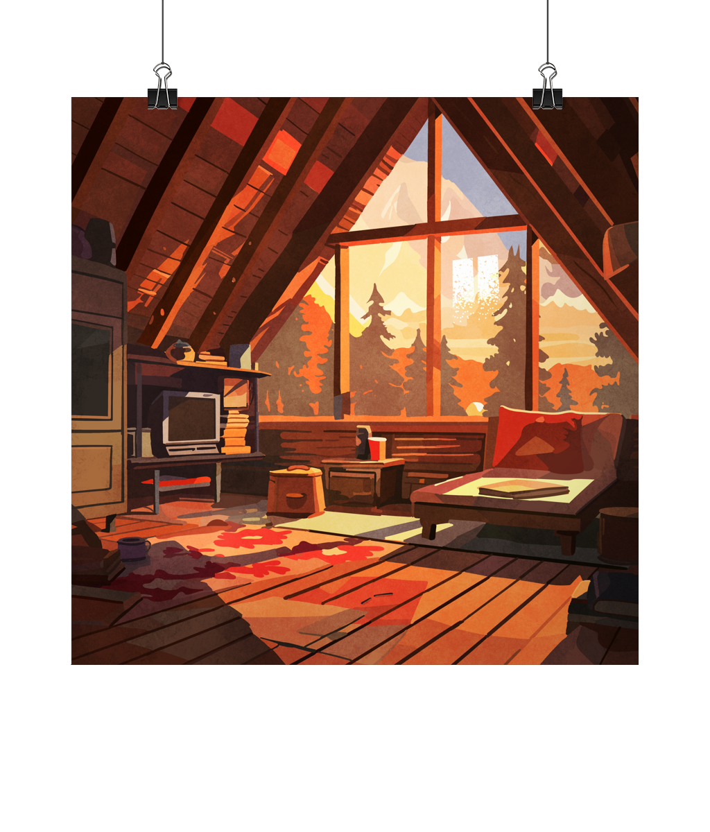 Cozy Cabin Square Lustre Fine Art PrintCozy Cabin Square Lustre Fine Art Print