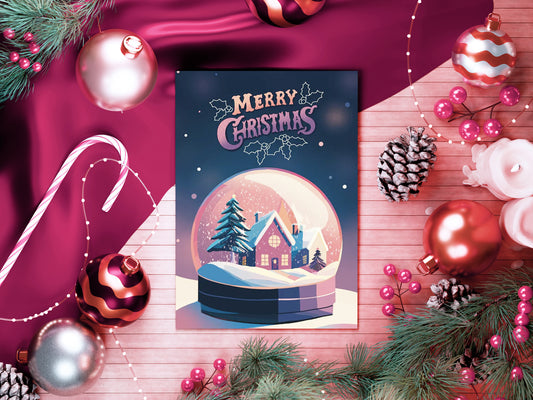 Merry Christmas Snow Globe Pack of 10 Greeting Cards