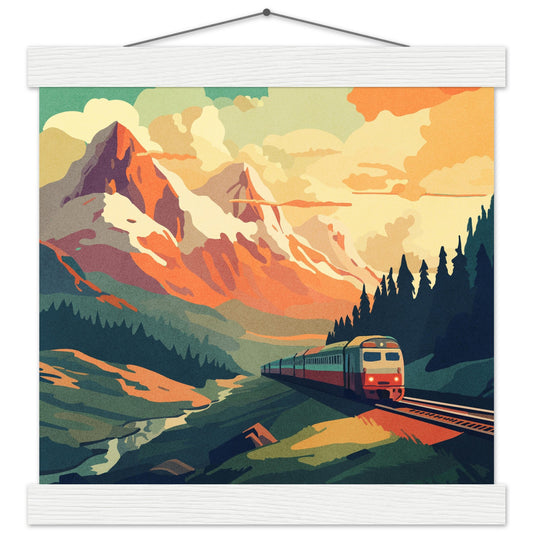 Mountain Train - Premium Matte Paper Poster with Hanger