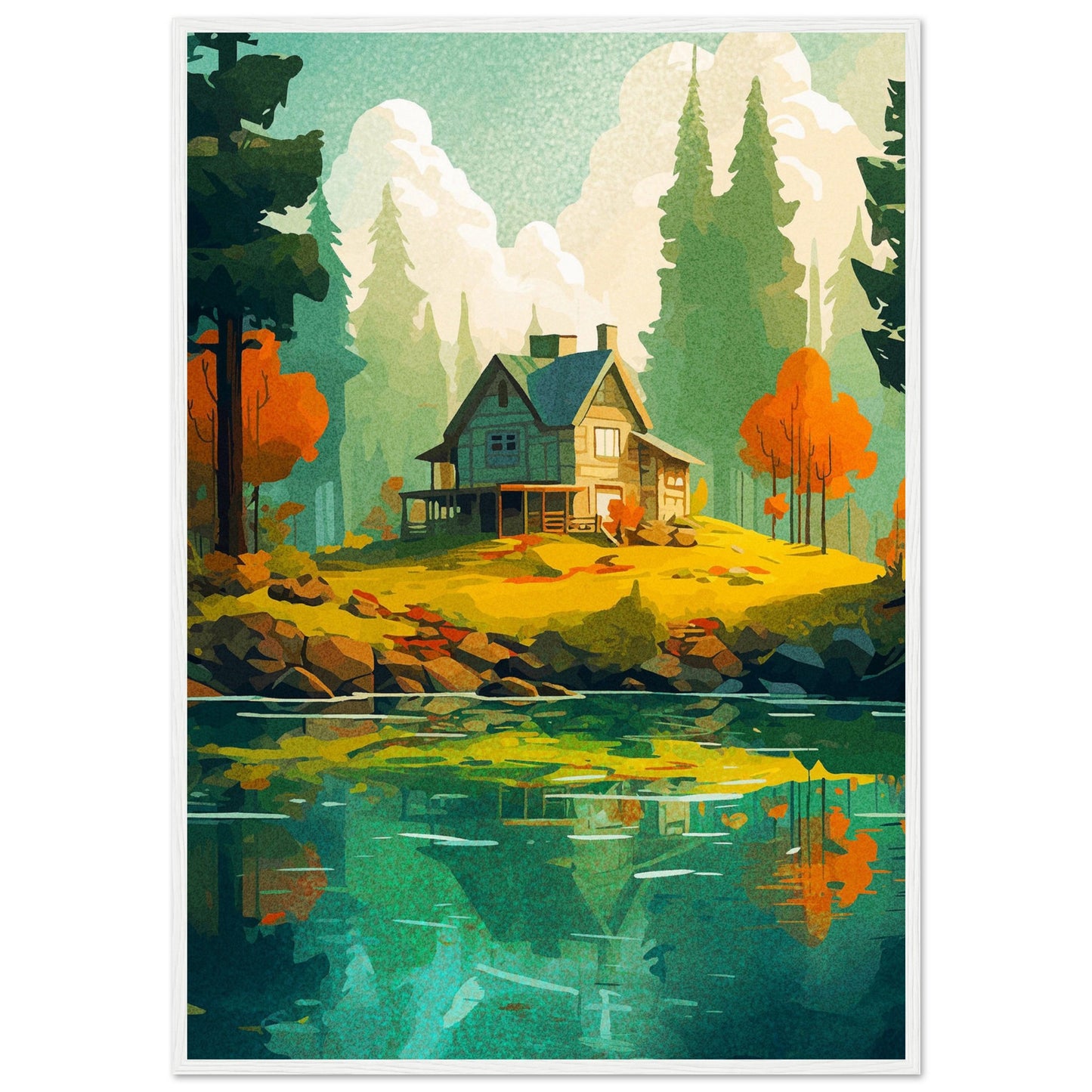 Safe Places - Summer Forest Lake  - Wooden Framed Poster