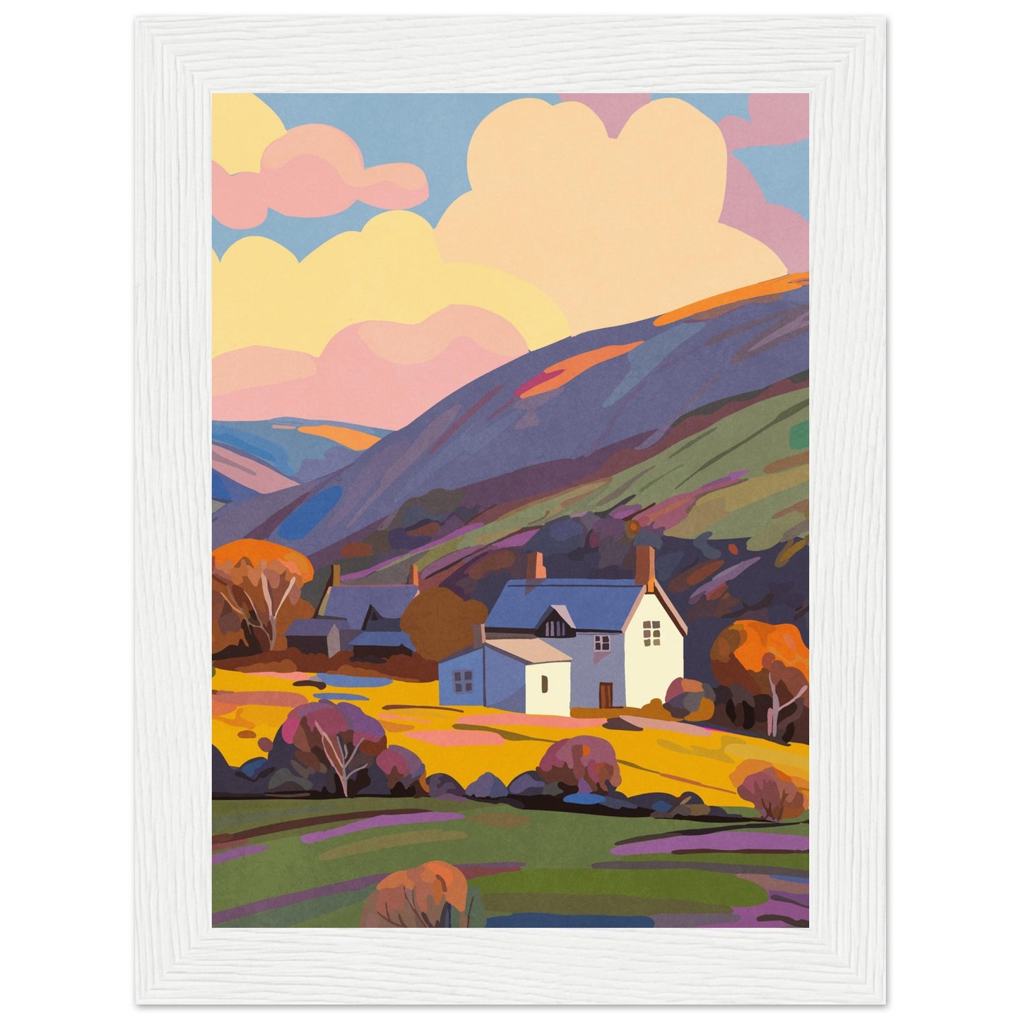 Welsh countryside Premium Matte Paper Wooden Framed Poster