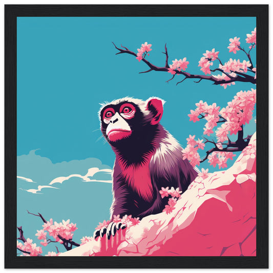 Thoughtful Monkey - Semi-Glossy Paper Wooden Framed Poster